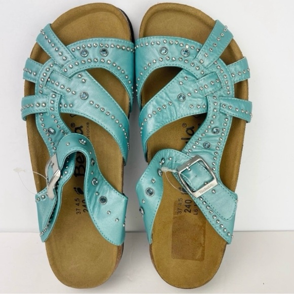 Birkenstock Shoes - Birkenstock Betula Lambada Turquoise Teal Crystal Studded Sandals EUC